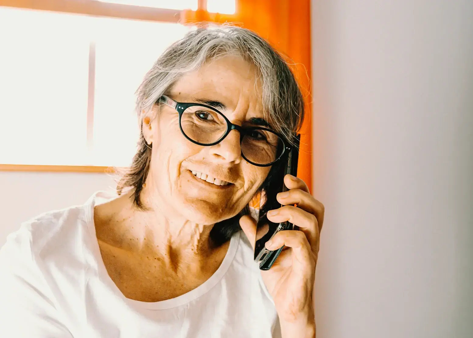 Senior on a phone call