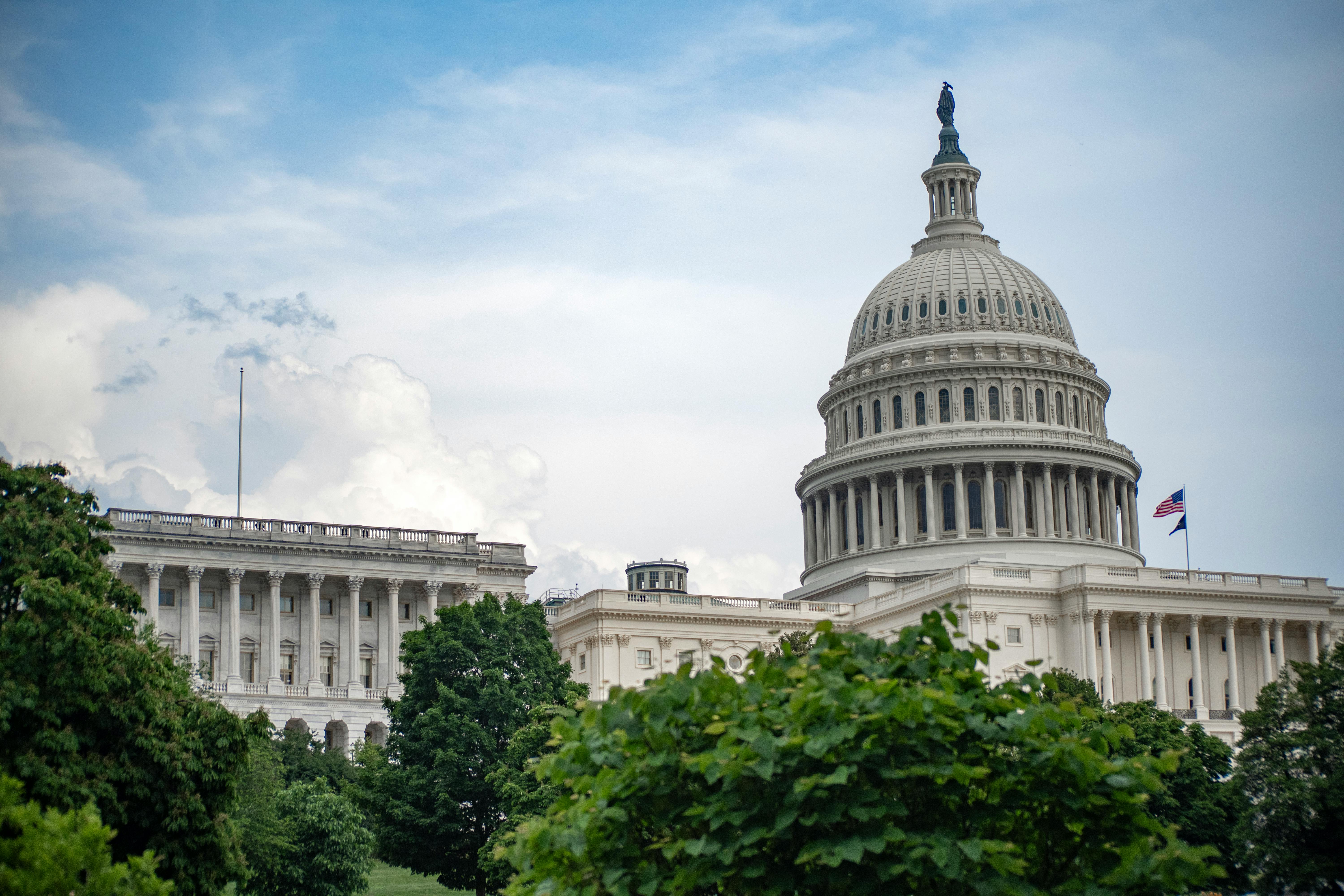 The U.S. Capitol building representing federal funding for aging services - grants for elder care